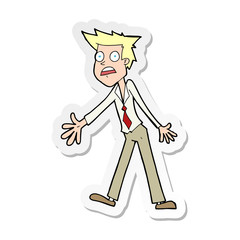 sticker of a cartoon stressed man