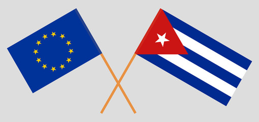 Cuba and EU. The Cuban and European flags. Official colors. Correct proportion. Vector