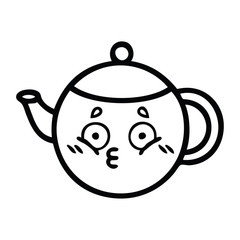 line drawing cartoon teapot