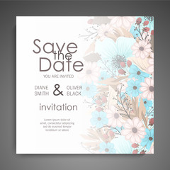 Wedding invitation. Beautiful flowers. Greeting card. Frame.