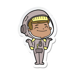 sticker of a happy cartoon astronaut