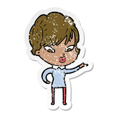 Fototapeta premium distressed sticker of a cartoon woman