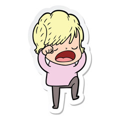 sticker of a cartoon woman talking