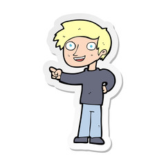 Fototapeta premium sticker of a cartoon man pointing