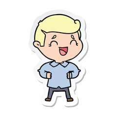 sticker of a cartoon laughing man