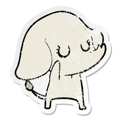 distressed sticker of a cute cartoon elephant