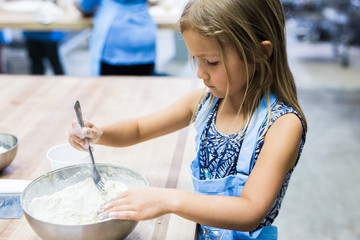 Little Girl Making Pizza Dough