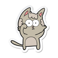sticker of a happy cartoon cat