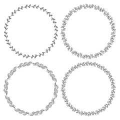 Doodle illustration. Hand drawn frame. Vintage set of doodle wreath. Great design for any purposes. Isolated vector. Hand drawn doodle icons set. Vector floral design card. Sketch vector illustration.