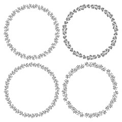 Doodle illustration. Hand drawn frame. Vintage set of doodle wreath. Great design for any purposes. Isolated vector. Hand drawn doodle icons set. Vector floral design card. Sketch vector illustration.