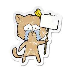 distressed sticker of a cartoon cat