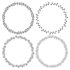 Doodle illustration. Hand drawn frame. Vintage set of doodle wreath. Great design for any purposes. Isolated vector. Hand drawn doodle icons set. Vector floral design card. Sketch vector illustration.