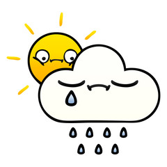 gradient shaded cartoon sunshine and rain cloud