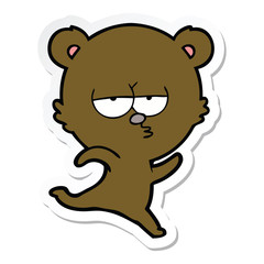 sticker of a running bear cartoon