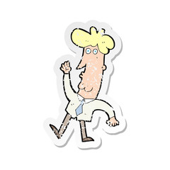 retro distressed sticker of a cartoon office man