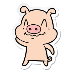 sticker of a nervous cartoon pig