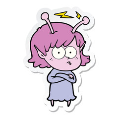 Obraz premium sticker of a cartoon alien girl