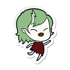 sticker of a cartoon laughing vampire girl