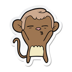 sticker of a cartoon suspicious monkey