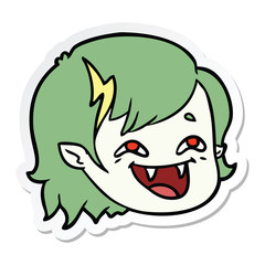 sticker of a cartoon vampire girl face