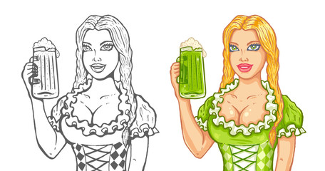 girl and beer for Patrick's day