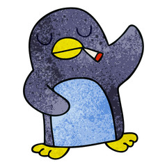 quirky hand drawn cartoon penguin