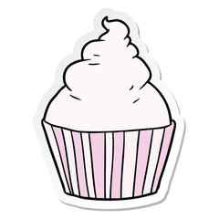 sticker of a cartoon cup cake