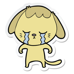 sticker of a cartoon crying dog