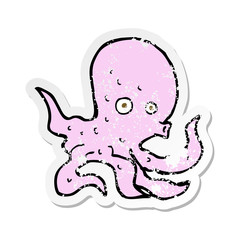 retro distressed sticker of a cartoon octopus