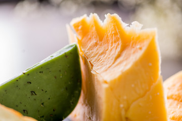 Different types of cheese on a plate. Cheese Snacks to Wine