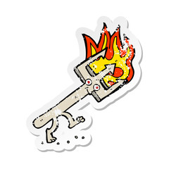 retro distressed sticker of a cartoon devil fork
