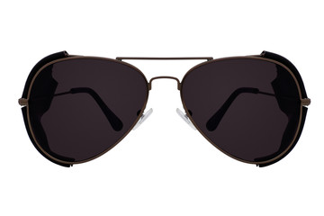 Black aviator sunglasses isolated on white background