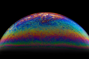 Half soap Bubble Ball abstract background. Model of Space or planets universe cosmic