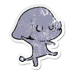 distressed sticker of a cute cartoon elephant