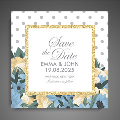 Wedding invitation. Beautiful flowers. Greeting card. Frame.