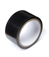 Wide black adhesive tape roll