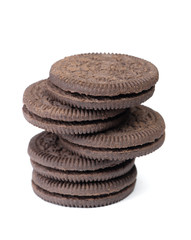 Fototapeta na wymiar Stack of round chocolate cookies