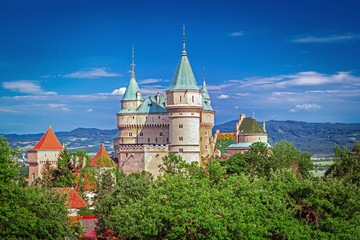 Bojnice castle (1103) in beautiful nature of Slovakia