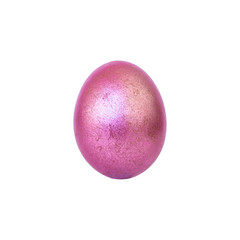 purple painted egg isolated on white background; shiny, marbled, oval-shaped object; easter day