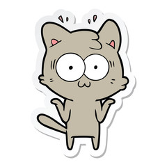 sticker of a cartoon surprised cat