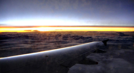 sunset on the plane
