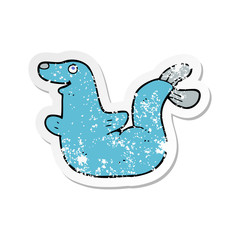 retro distressed sticker of a cartoon seal