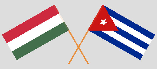 Cuba and Hungary. The Cuban and Hungarian flags. Official colors. Correct proportion. Vector
