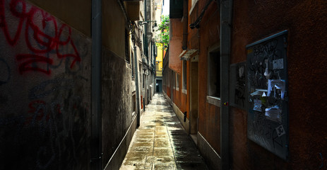 Old lanes of Venice. Narrow streets.