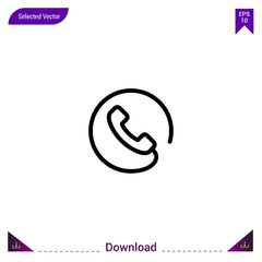 Outline telephone icon isolated on white background. Line pictogram. mobile application, logo, user interface. Editable stroke. EPS10 format vector