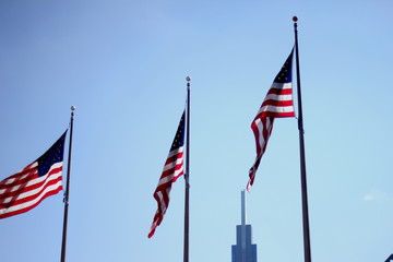American Flag against a blue sky