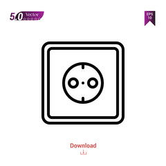 Outline socket icon isolated on white background. Popular icons for 2019 year. Line pictogram. Graphic design, mobile application, logo, user interface. EPS 10 format vector