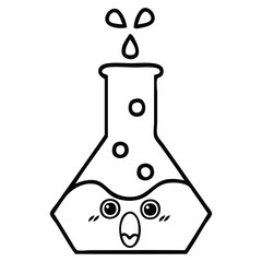 line drawing cartoon science beaker