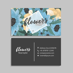 Business card with beautiful flowers.Template