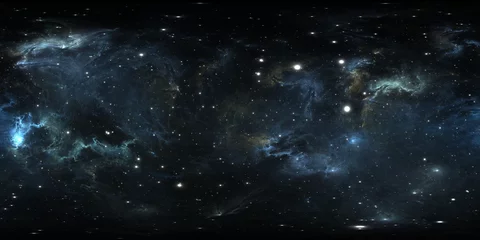 360-Grad-Weltraumnebel-Panorama, gleichwinklige Projektion, Umgebungskarte. Sphärisches HDRI-Panorama. Weltraumhintergrund mit Nebel und Sternen © Peter Jurik